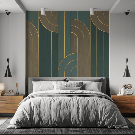 Geometric Wallpaper | Decorative Art Murals in Blue and Gold Styles - Carving wallpaper