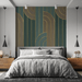 Geometric Wallpaper | Decorative Art Murals in Blue and Gold Styles - Carving wallpaper