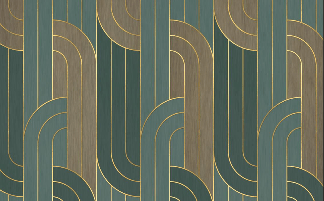 Geometric Wallpaper | Decorative Art Murals in Blue and Gold Styles - Carving wallpaper