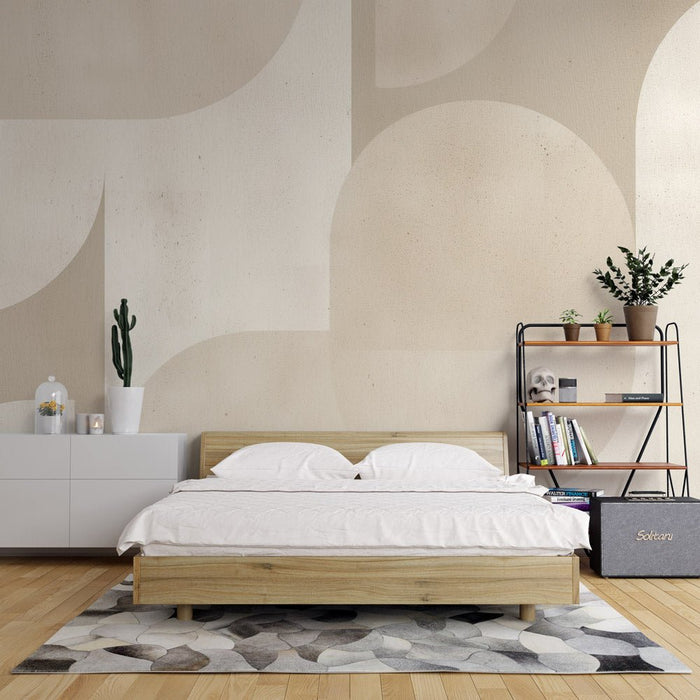 Geometric Wallpaper Mural | Beige - Carving wallpaper