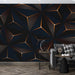 Geometric Wallpaper Mural | Black Blue Color Geometric Polygon Luminous Line Mural - Carving wallpaper