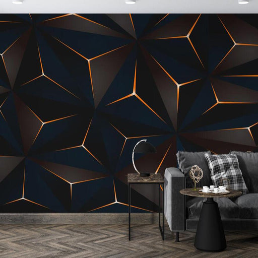 Geometric Wallpaper Mural | Black Brown Geometry - Carving wallpaper