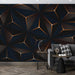 Geometric Wallpaper Mural | Black Brown Geometry - Carving wallpaper