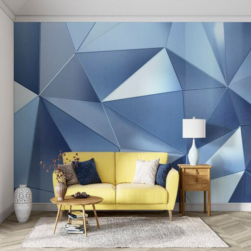 Geometric wallpaper mural | Blues polygon creates a sense of fashion - Carving wallpaper