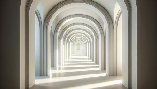 Geometric Wallpaper Mural | Featuring white arched channels and depth effects - Carving wallpaper