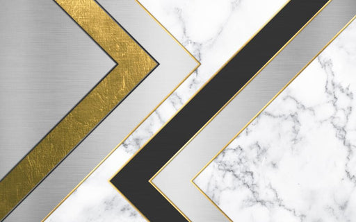 Geometric wallpaper mural | Geometric lines paired with marble - Carving wallpaper