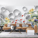 Geometric Wallpaper Mural | Lotus Carp - Carving wallpaper