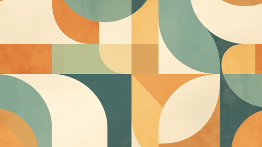 Geometric wallpaper mural | Orange, green, blue, beige and other colors - Carving wallpaper