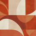 Geometric Wallpaper Mural | Warm Color Abstract Art - vintage geometric pattern wallpaper with warm browns and beiges, abstract curved and square shapes