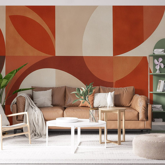 Geometric Wallpaper Mural | Warm Color Abstract Art - Carving wallpaper