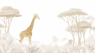 Giraffe Forest Wallpaper Mural | Light colored Jungle - Carving wallpaper
