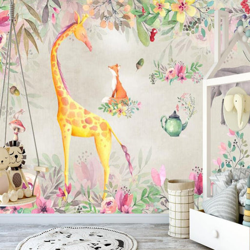 Giraffe Wallpaper Mural | Children's Animal Wallpaper - Carving wallpaper