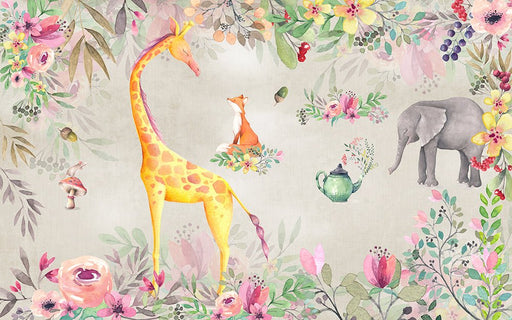 Giraffe Wallpaper Mural | Children's Animal Wallpaper - Carving wallpaper