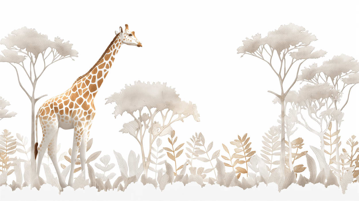 Giraffe Wallpaper Mural | Trees and Plants - Carving wallpaper
