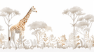 Giraffe Wallpaper Mural | Trees and Plants - Carving wallpaper