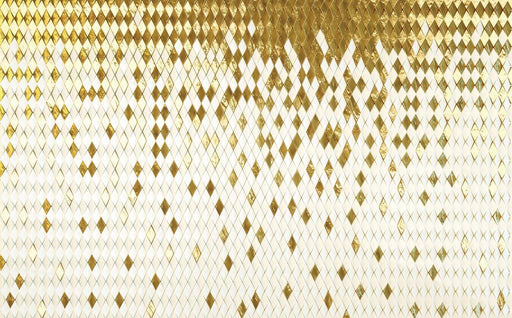 Gold and white diamond patterned mural wallpaper | Highlighting luxurious and fashionable style - Carving wallpaper