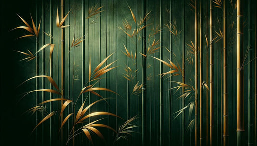 Golden Bamboo Wallpaper Mural | Dark Green Bamboo - Carving wallpaper
