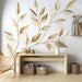 Golden Branches and Leaves Wallpaper Mural | Metallic Texture Plants - Carving wallpaper