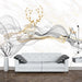 Golden Deer Line Wallpaper Mural |Living Room Bedroom Light Luxury Decoration: luxurious Chinese style deer motif with flowing gold lines for living room or bedroom decor