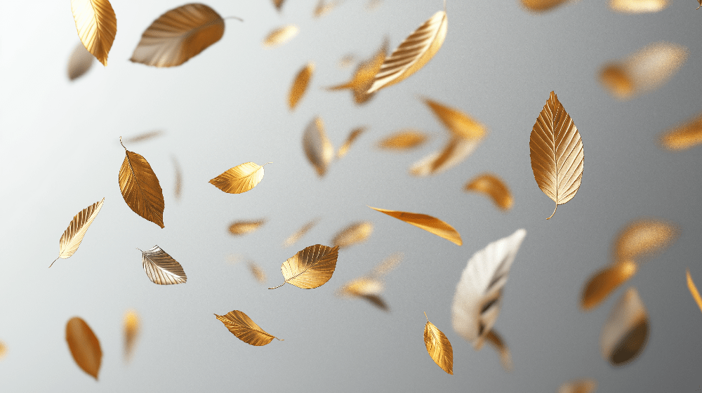 Golden Fallen Leaf Wallpaper Mural | Golden Leaves Lightly Falling in the Sky - Carving wallpaper