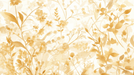 Golden floral wallpaper mural | Watercolor style plants - Carving wallpaper