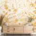 Golden floral wallpaper mural | Watercolor style plants - Carving wallpaper