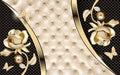 Golden Flower Mural Wallpaper | Leather Soft Bag with Golden Flowers - Carving wallpaper