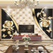 Golden Flower Mural Wallpaper | Leather Soft Bag with Golden Flowers - Carving wallpaper