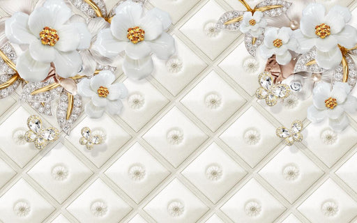 Golden flower wall mural | Elegant and luxurious round texture wallpaper - Carving wallpaper