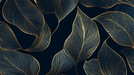 Golden Leaf Wallpaper Mural | Elegant Leaves on a Black Background - Carving wallpaper
