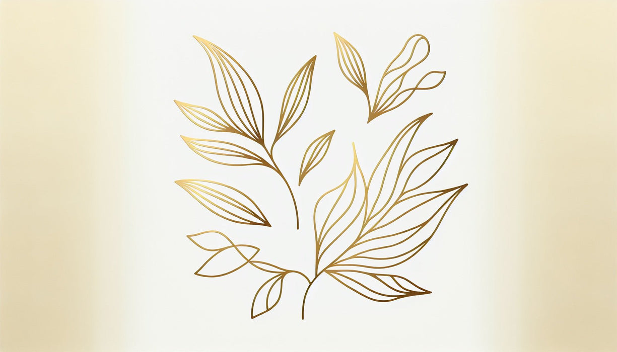 Golden line leaf decoration wallpaper mural | Golden leaf silhouette - Carving wallpaper