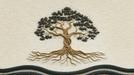 Golden rooted tree wallpaper mural | Zen relief style - Carving wallpaper