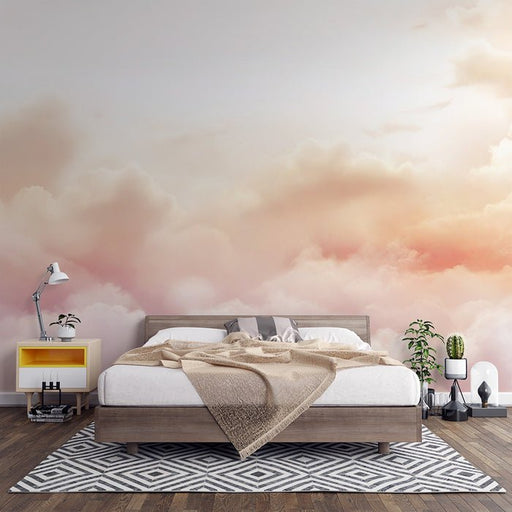 Gradient Cloud Wallpaper Mural | Pink and Orange Realistic Clouds - Carving wallpaper