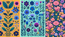 Gradient Floral Wallpaper Mural | Blue & Purple Blooms | Chic Bedroom & Living Room Accent with vibrant blue-purple florals on gradient backgrounds