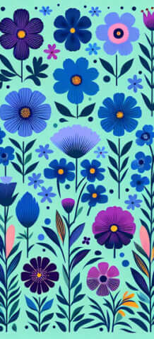 Gradient Floral Wallpaper Mural | Blue & Purple Blooms | Chic Bedroom & Living Room Accent