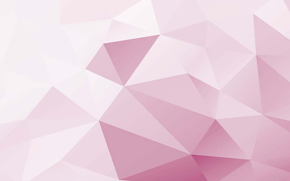 Gradient geometric wallpaper mural | Dreamy and minimalist decorative wall: pink purple gradient with 3D polygon shapes for a dreamy, romantic bedroom or living space atmosphere