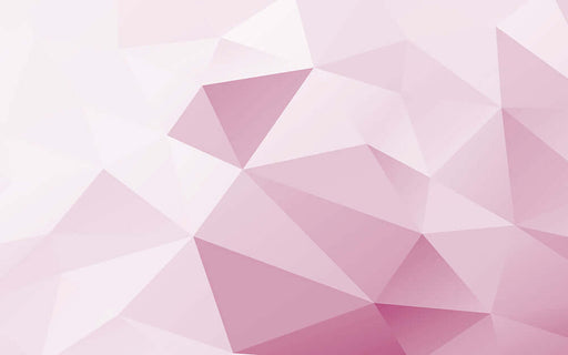 Gradient geometric wallpaper mural | Dreamy and minimalist decorative wall: pink purple gradient with 3D polygon shapes for a dreamy, romantic bedroom or living space atmosphere