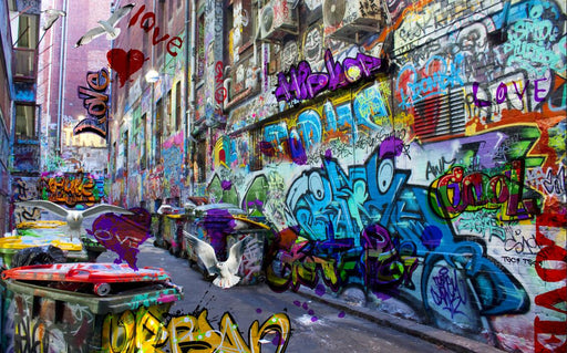Graffiti Wallpaper Mural | Rich street elements, vibrant colors - Carving wallpaper