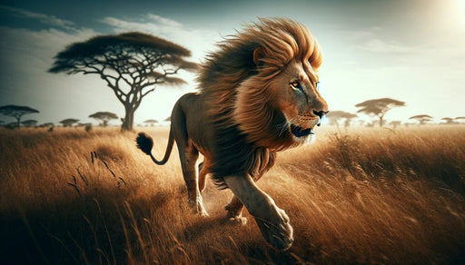 Grassland Lion Wallpaper Mural | King's Dominance - Carving wallpaper