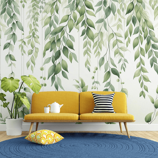 Green leaf wallpaper | Fallen leaves - Carving wallpaper