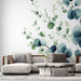 Green Leaf Wallpaper Mural | Exquisite Branches and Soothing Colors - Carving wallpaper