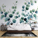 Green leaf wallpaper mural | Exquisite leaves and harmonious color tones - Carving wallpaper