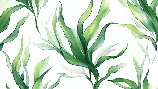 Green leaf wallpaper mural | Green plants and white background - Carving wallpaper
