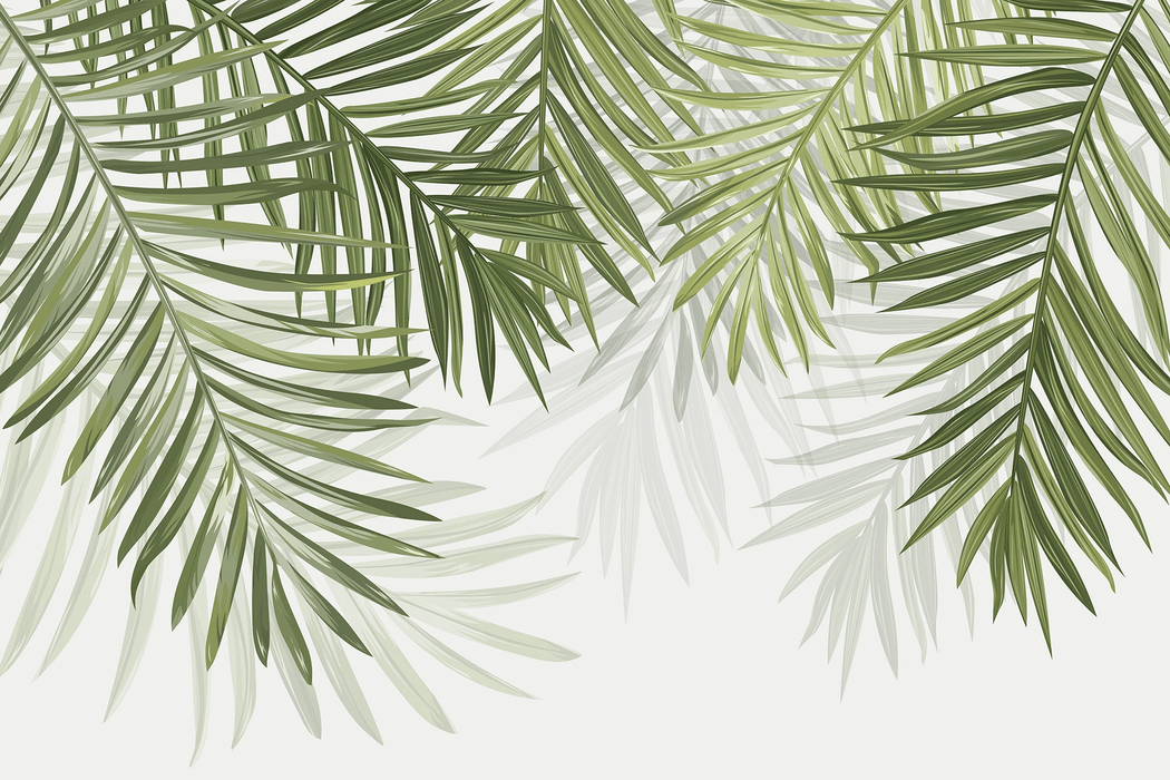Green leaf wallpaper with palm leaves - Carving wallpaper