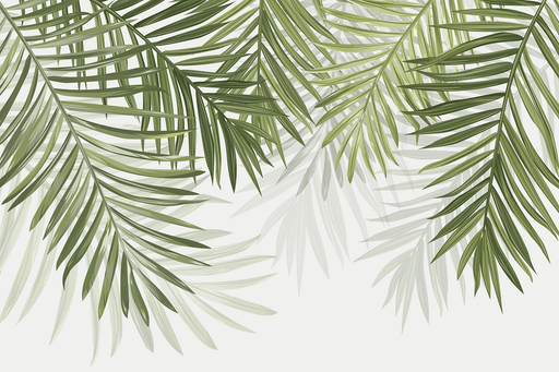 Green leaf wallpaper with palm leaves - Carving wallpaper