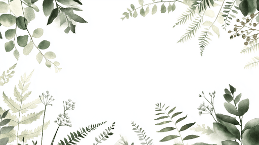 Green plants watercolor wallpaper mural | Elegant green leaves - Carving wallpaper
