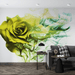 Green rose smoke wallpaper mural | bright color, full of artistic sense - Carving wallpaper