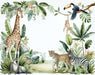 Hand drawn jungle animal wallpaper mural | Children's room bedroom playful decorative wall