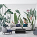 Hand-Painted Tropical Rainforest Wallpaper Mural – Monstera & Bird of Paradise Botanical Art with lush monstera, bird of paradise blooms and tropical foliage