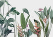 Hand-Painted Tropical Rainforest Wallpaper Mural – Monstera & Bird of Paradise Botanical Art